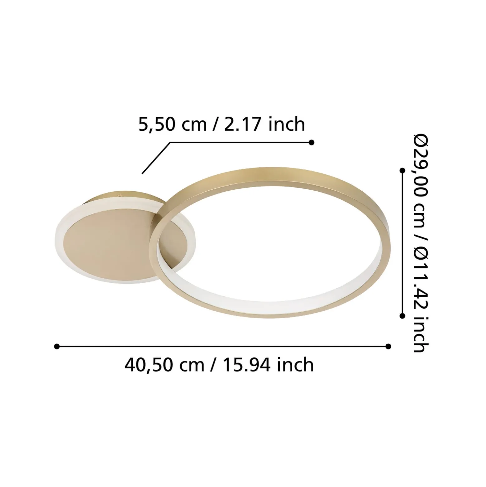 LED-Deckenlampe Gafares, gold, Alu, 41 cm Fernbedienung CCT