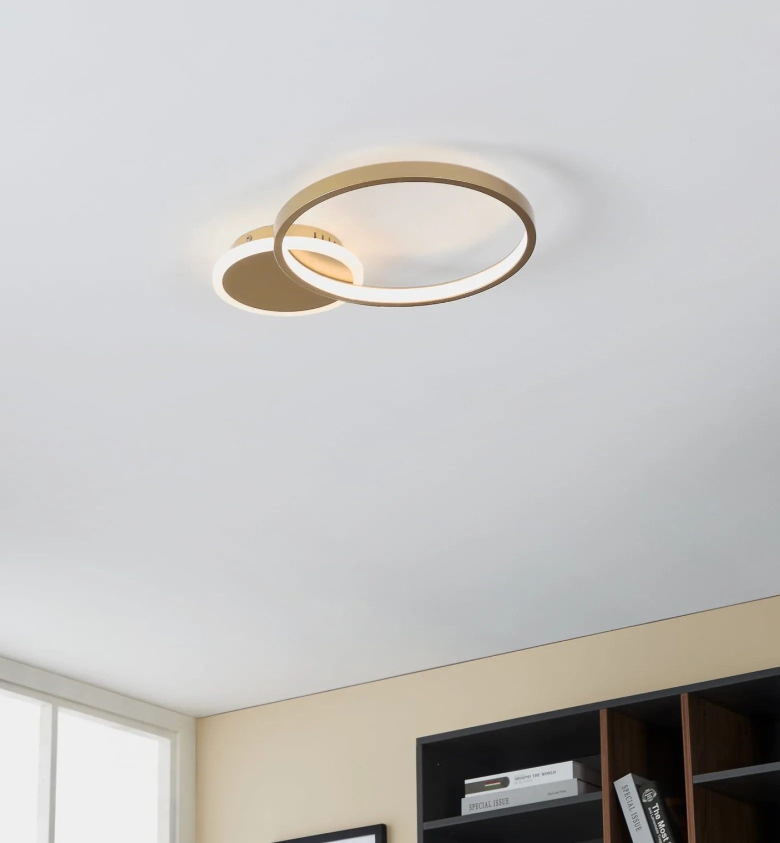 LED-Deckenlampe Gafares, gold, Alu, 41 cm Fernbedienung CCT