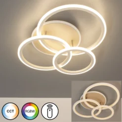 LED-Deckenlampe Gelder, 60 cm, greige/sandfarben, RGBW, CCT