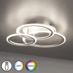 LED-Deckenlampe GELDER, nickel, 60x51 cm, Fernbedienung RGBW
