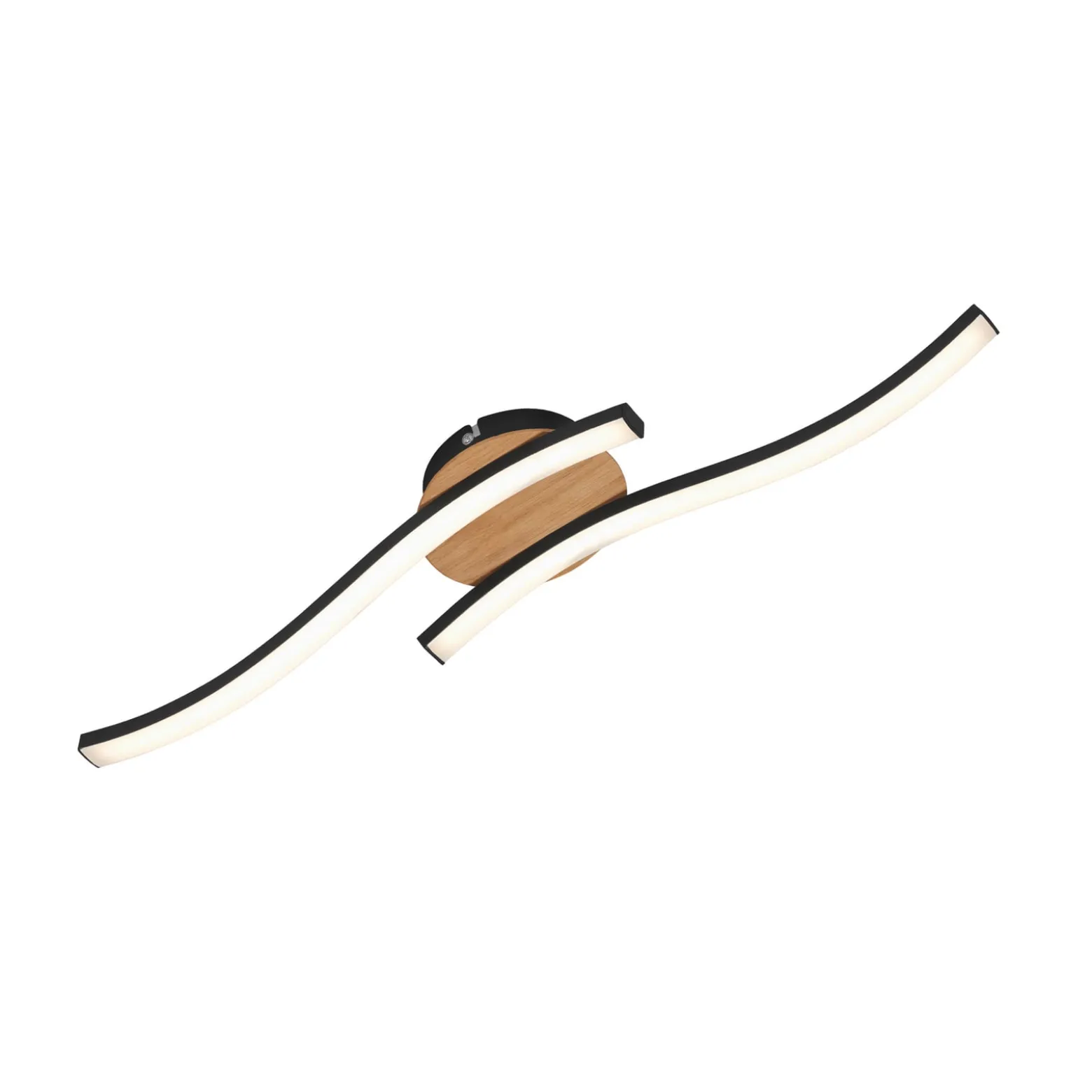 LED-Deckenlampe Go 2-flg schwarz/Holzdekor gewellt