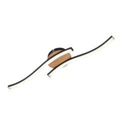 LED-Deckenlampe Go 2-flg schwarz/Holzdekor gewellt