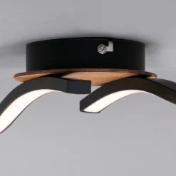 LED-Deckenlampe Go 2-flg schwarz/Holzdekor gewellt