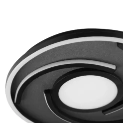 LED-Deckenlampe Hardy, Ø 35 cm, schwarz matt, Metall/Stoff