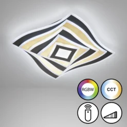 LED-Deckenlampe HERO, schwarz/blattgold, 50 x 50 cm, CCT RGB