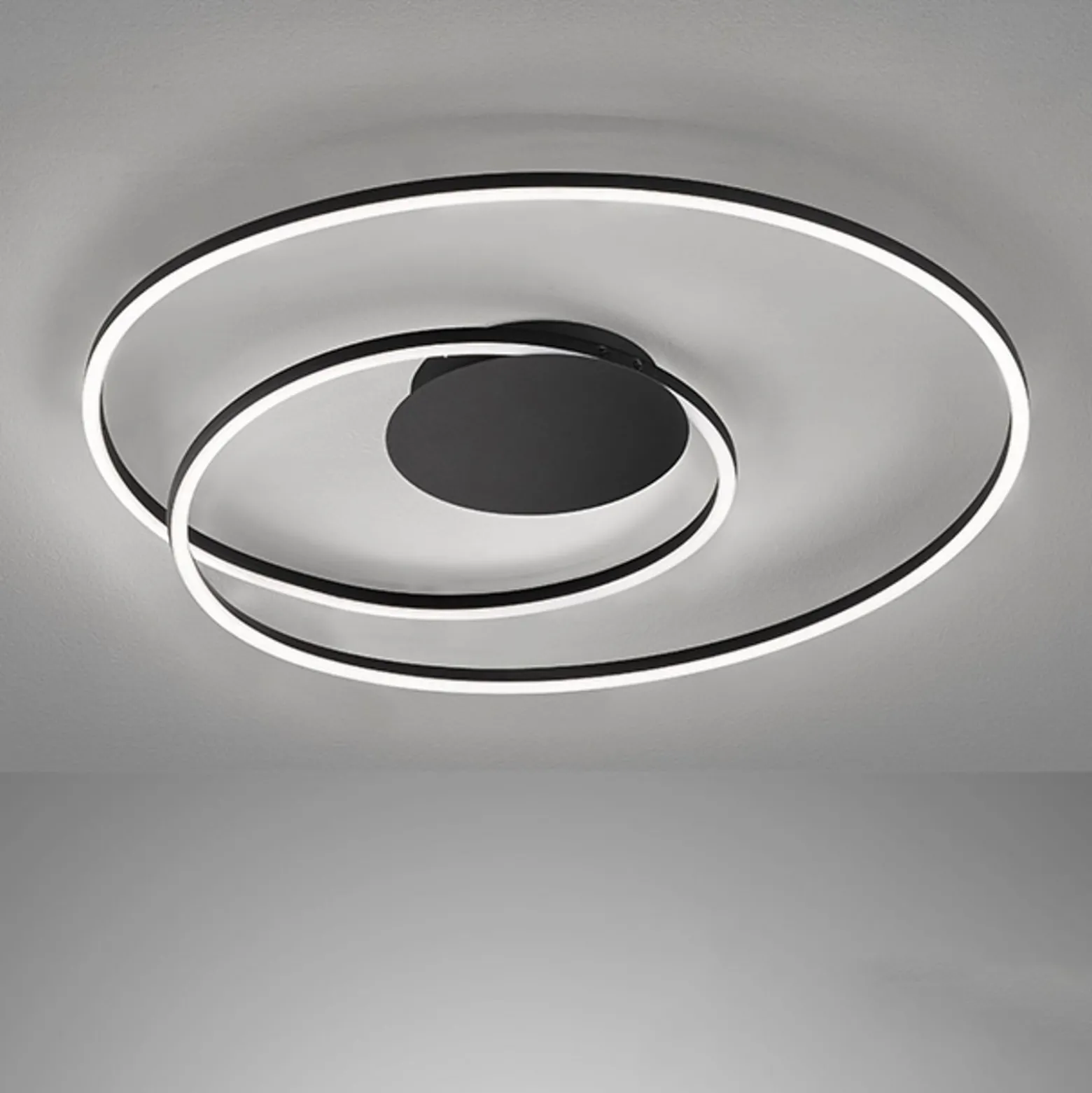 LED-Deckenlampe HOLY, schwarz, Ø 49 cm, Fernbedienung, CCT