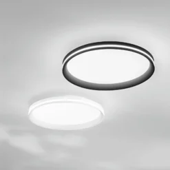 LED-Deckenlampe Isy, schwarz, Ø 45 cm, Metall, CCT, dimmbar
