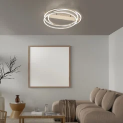 LED-Deckenlampe Kiku, Ø 56 cm, sandfarben, Metall, CCT