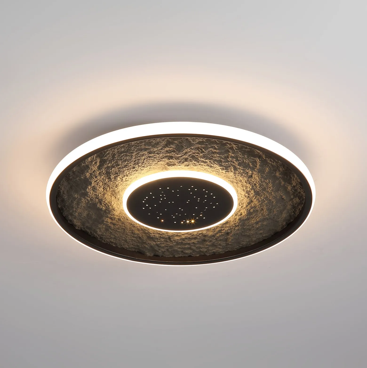 LED-Deckenlampe Lumadisc, Sternen-Effekt, schwarz, Ø 41 cm