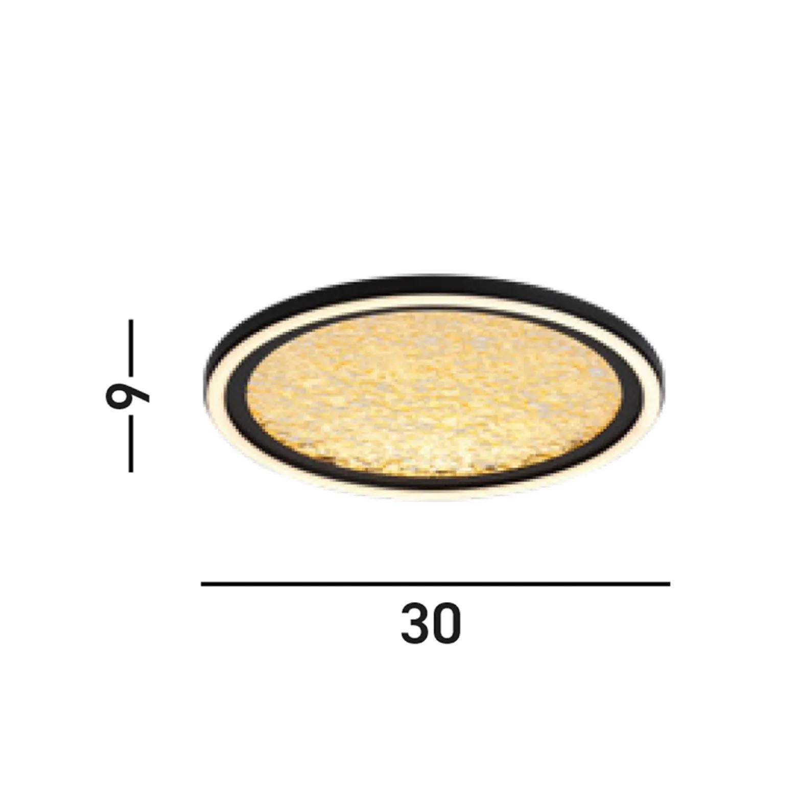 LED-Deckenlampe Luna, Ø 30 cm, schwarz/goldfarben, Metall