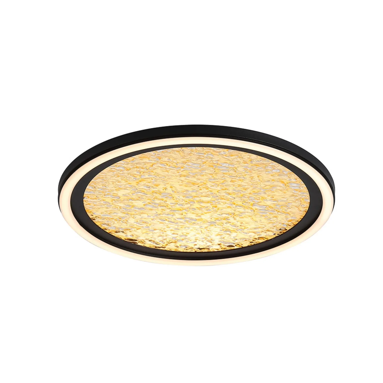 LED-Deckenlampe Luna, Ø 30 cm, schwarz/goldfarben, Metall