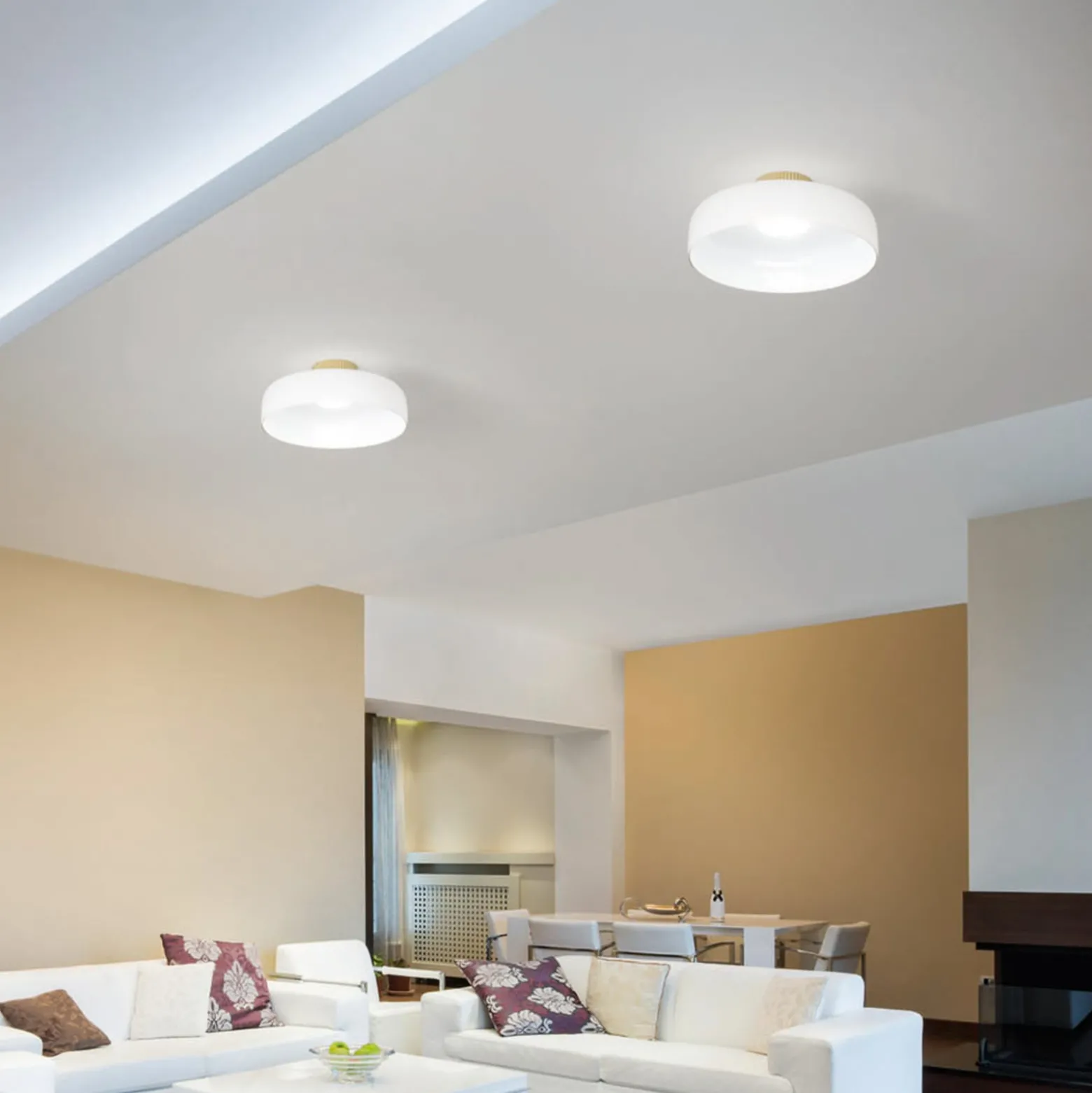 LED-Deckenlampe Lunar, weiß, Glas, Ø 42 cm, CCT, dimmbar