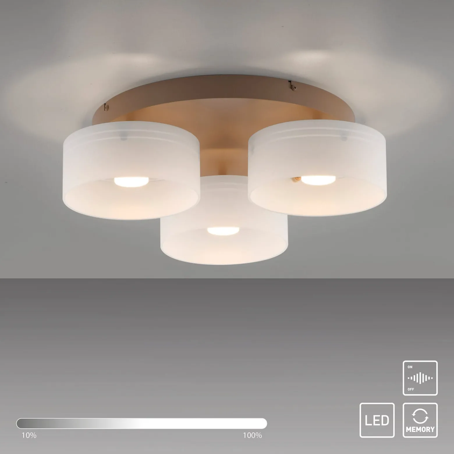 LED-Deckenlampe MARIKA beige/weiß 40 cm 3-flg Glas switchdim