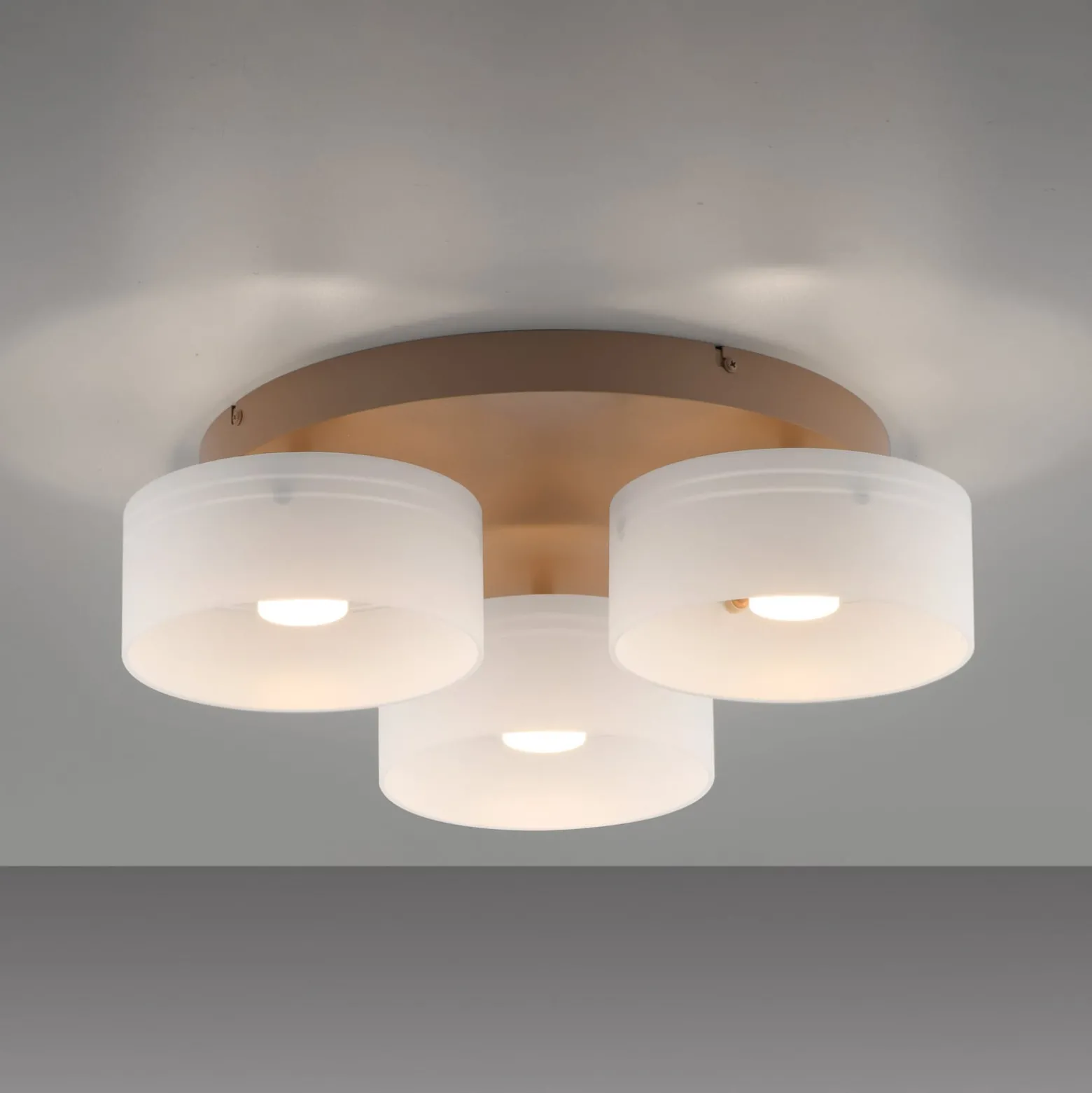 LED-Deckenlampe MARIKA beige/weiß 40 cm 3-flg Glas switchdim