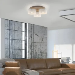 LED-Deckenlampe MARIKA beige/weiß 40 cm 3-flg Glas switchdim