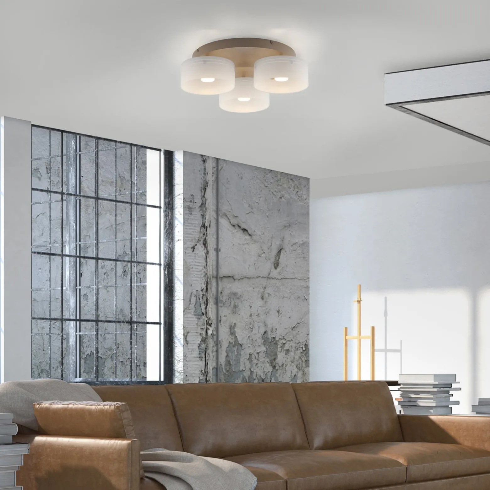 LED-Deckenlampe MARIKA beige/weiß 40 cm 3-flg Glas switchdim