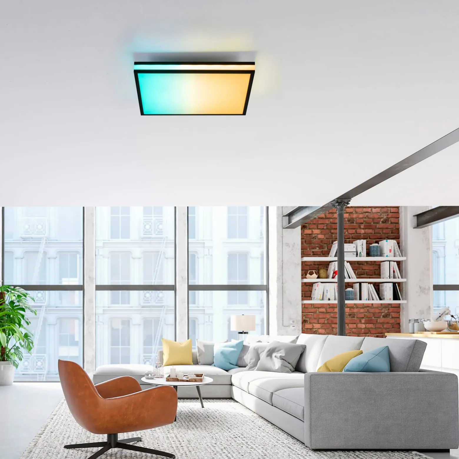 LED-Deckenlampe Mario, CTT, RGB, 45x45cm, schwarz