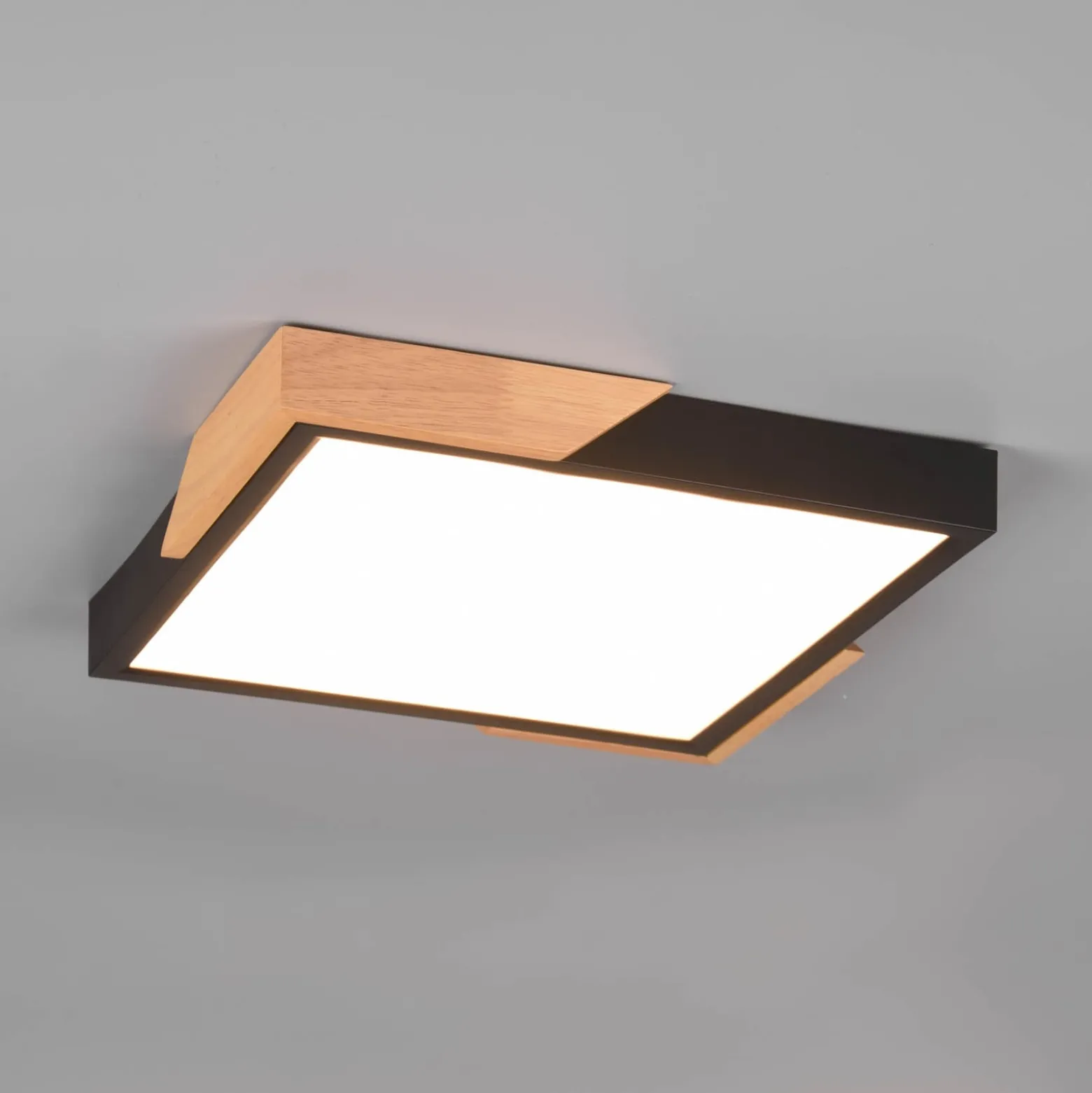 LED-Deckenlampe Meta, 31,5x31,5cm, 3.000K, schwarz