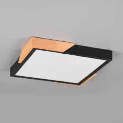 LED-Deckenlampe Meta, 31,5x31,5cm, 3.000K, schwarz