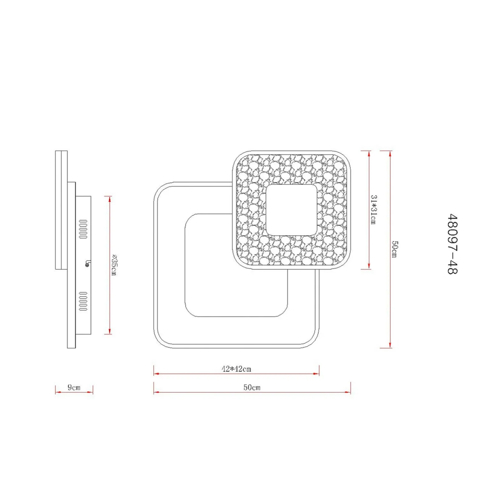 LED-Deckenlampe Mosaiko, Länge 50 cm, weiß/sand Metall