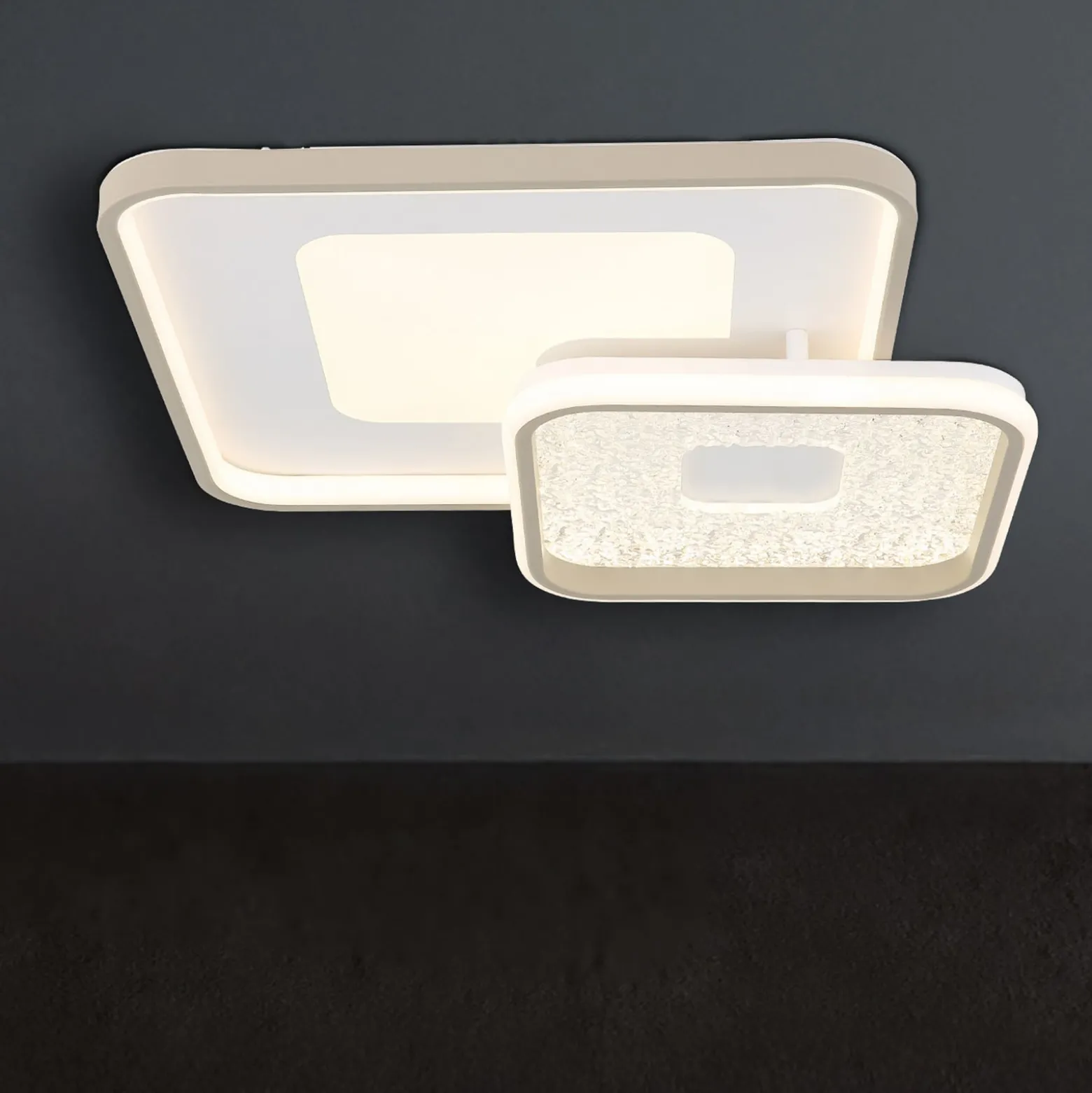 LED-Deckenlampe Mosaiko, Länge 50 cm, weiß/sand Metall