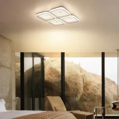 LED-Deckenlampe Mosaiko, Länge 54 cm, weiß/sand Metall