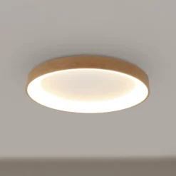 LED-Deckenlampe Niseko II CCT Fernbedienung Ø50cm holzfarben