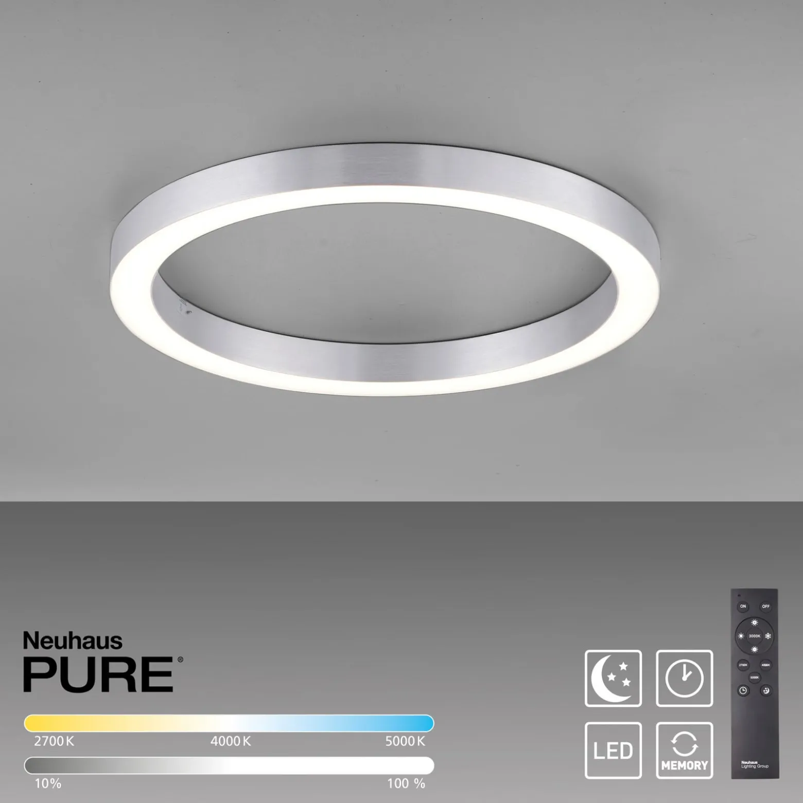 LED-Deckenlampe PURE Lines Round, diamond, Ø 50 cm, CCT