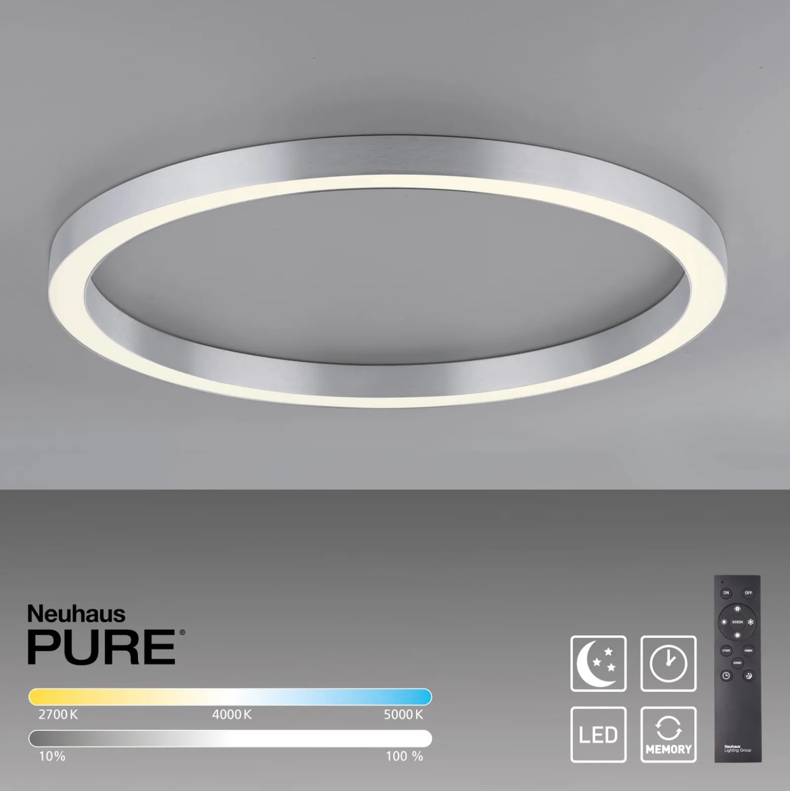 LED-Deckenlampe PURE Lines Round, diamond, Ø 70 cm, CCT