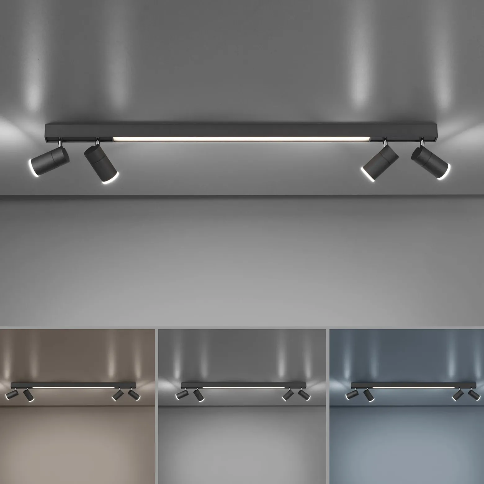 LED-Deckenlampe PURE Lines Spot, 120 cm, graphite