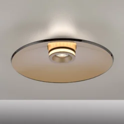 LED-Deckenlampe PURE Moon, bronce, Ø50cm, Amberglas (dunkel)