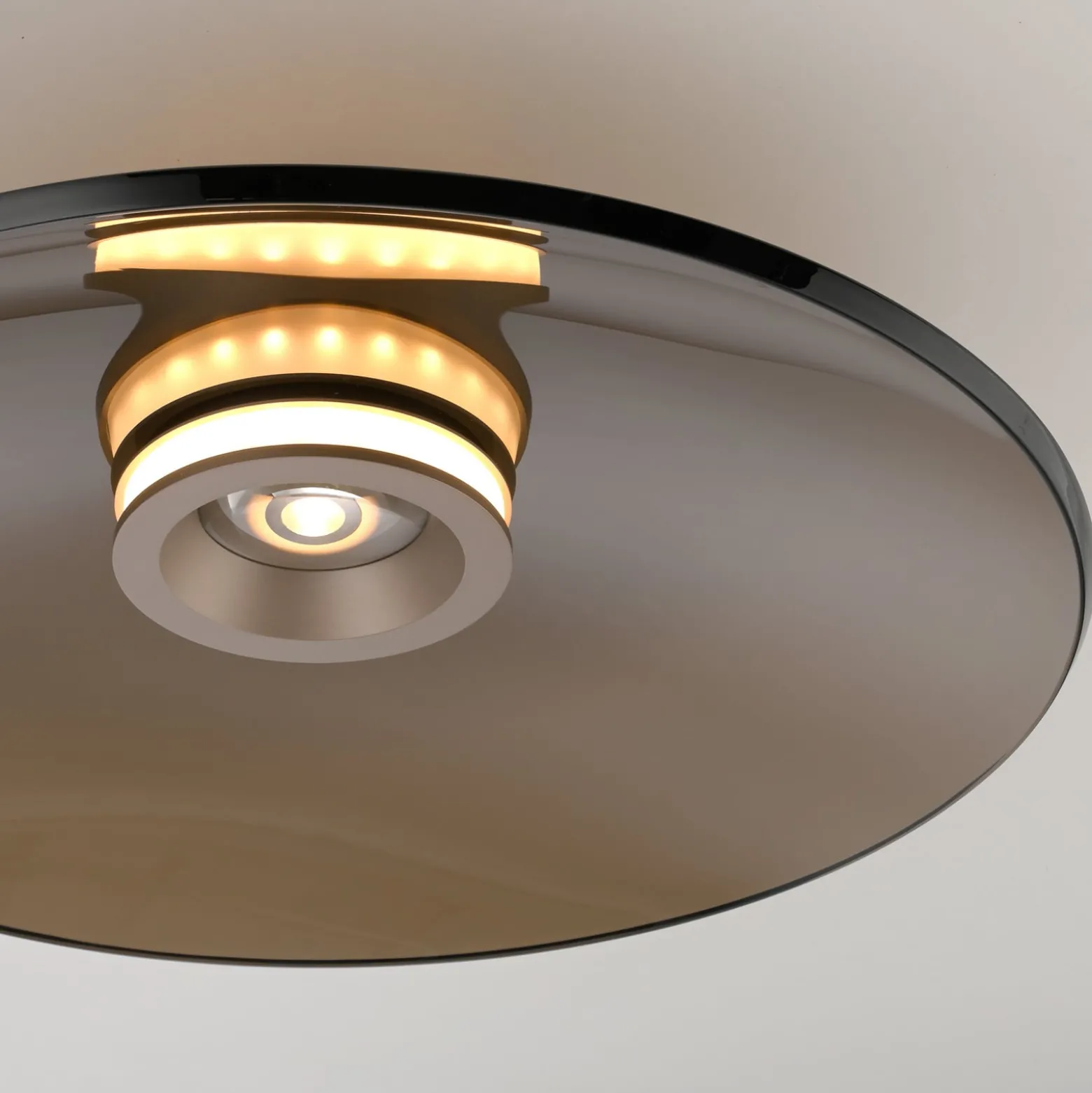 LED-Deckenlampe PURE Moon, bronce, Ø50cm, Amberglas (dunkel)