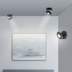 LED-Deckenlampe PURE Oculis, schwarz, Ø 15 cm, Eisen/Glas