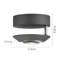 LED-Deckenlampe PURE Oculis, schwarz, Ø 15 cm, Eisen/Glas
