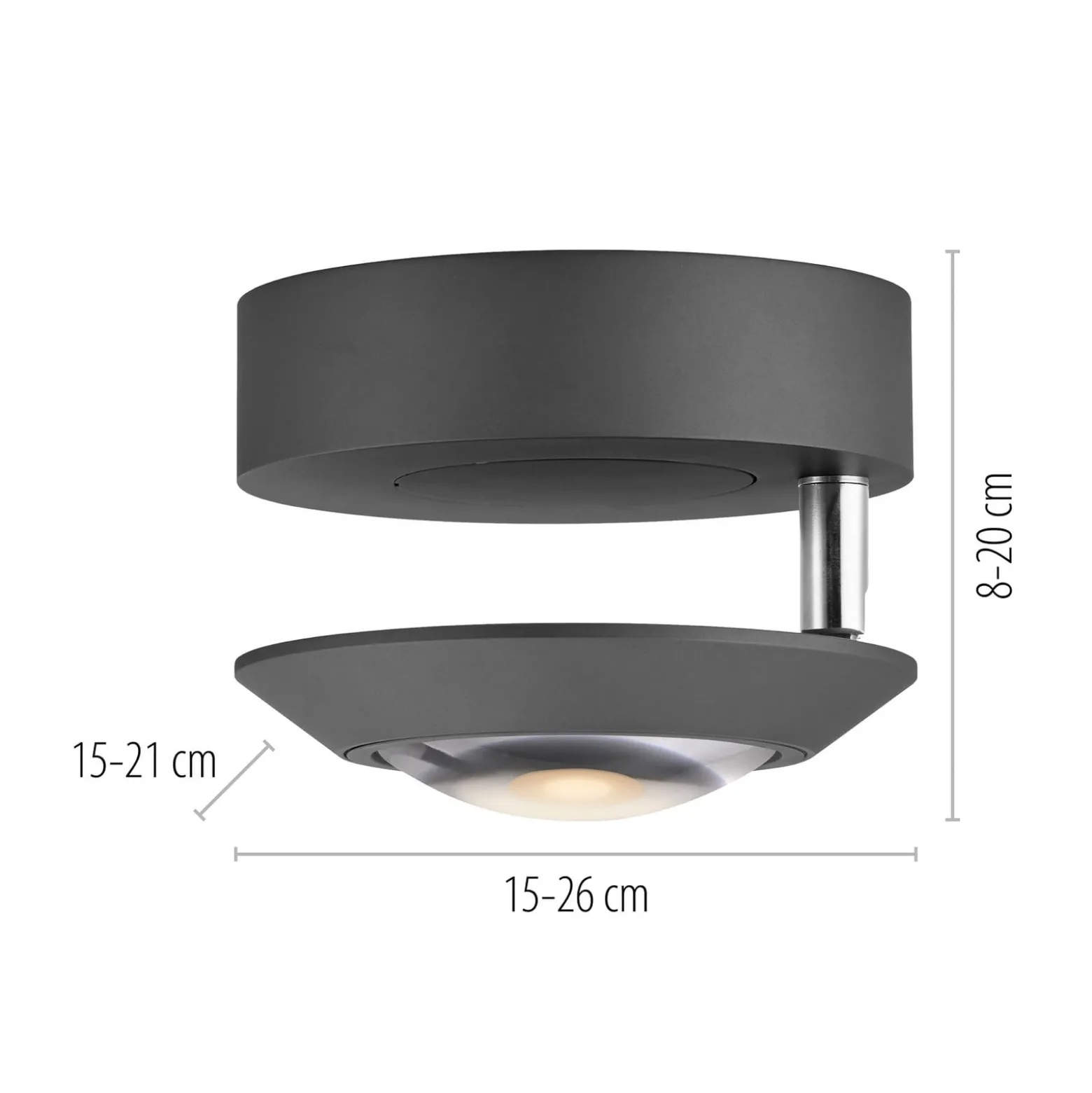 LED-Deckenlampe PURE Oculis, schwarz, Ø 15 cm, Eisen/Glas