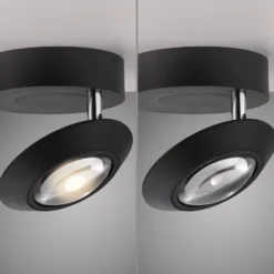 LED-Deckenlampe PURE Oculis, schwarz, Ø 15 cm, Eisen/Glas
