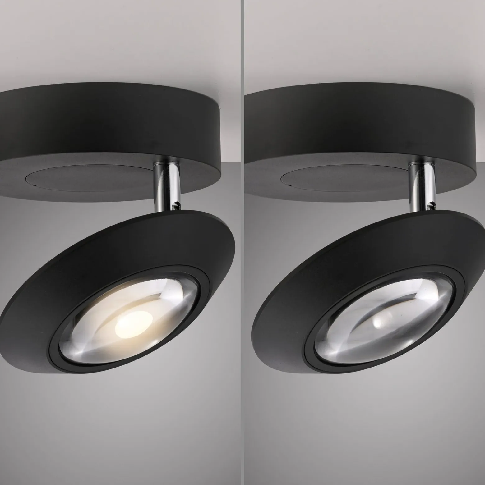 LED-Deckenlampe PURE Oculis, schwarz, Ø 15 cm, Eisen/Glas