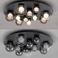 LED-Deckenlampe PURE Popup, grau/rauchgrau, Ø 60 cm, 11-fl.