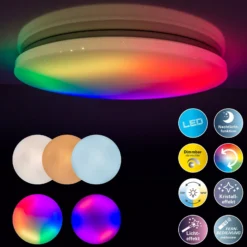 LED-Deckenlampe Rainbow, dimmbar, RGBW, Nachtlicht