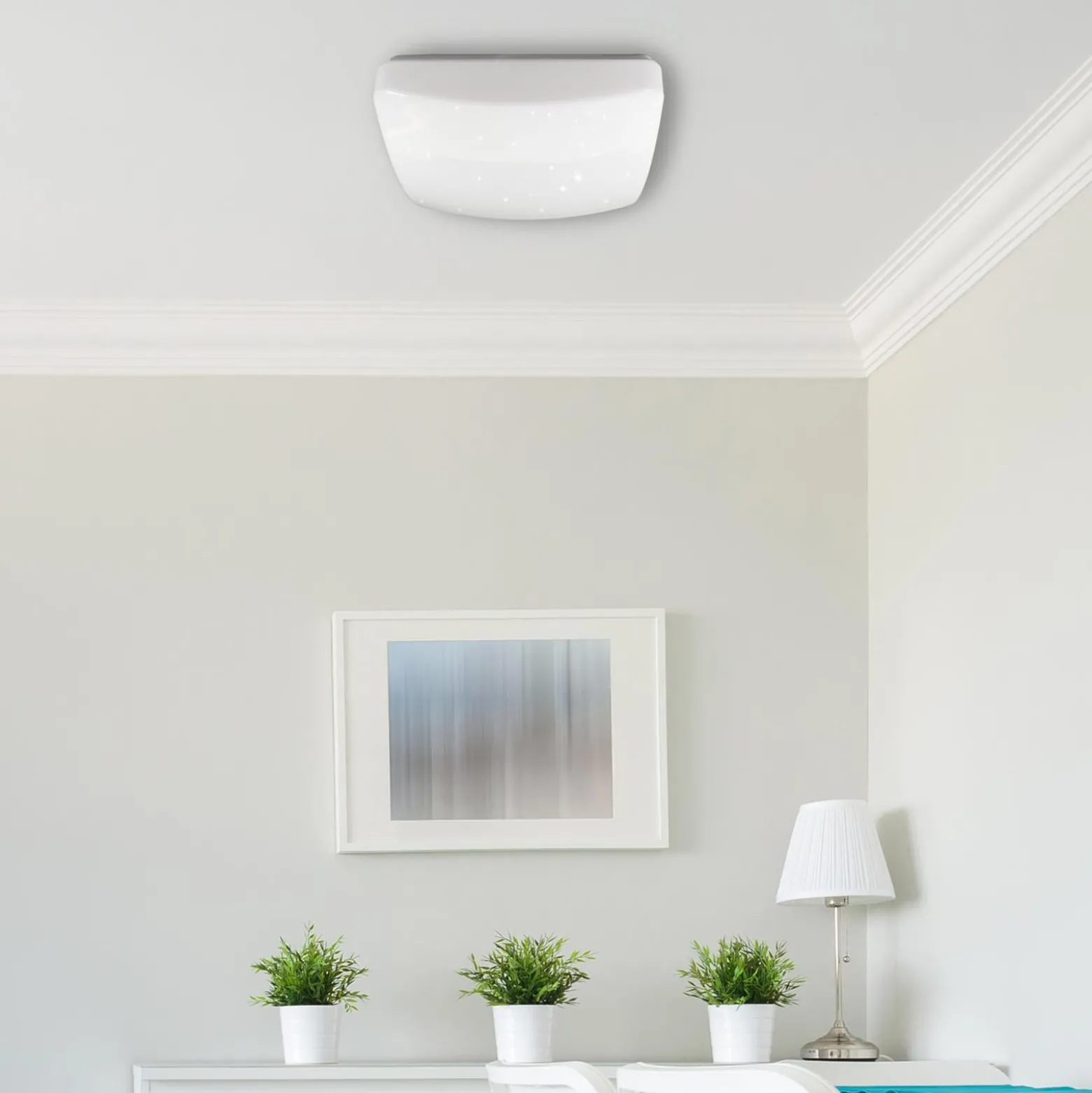 LED-Deckenlampe Reva Star 30 Square, weiß, Kunststoff, Stahl