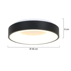 LED-Deckenlampe Ringlede, 2.700 K, Ø 48 cm, schwarz, Metall