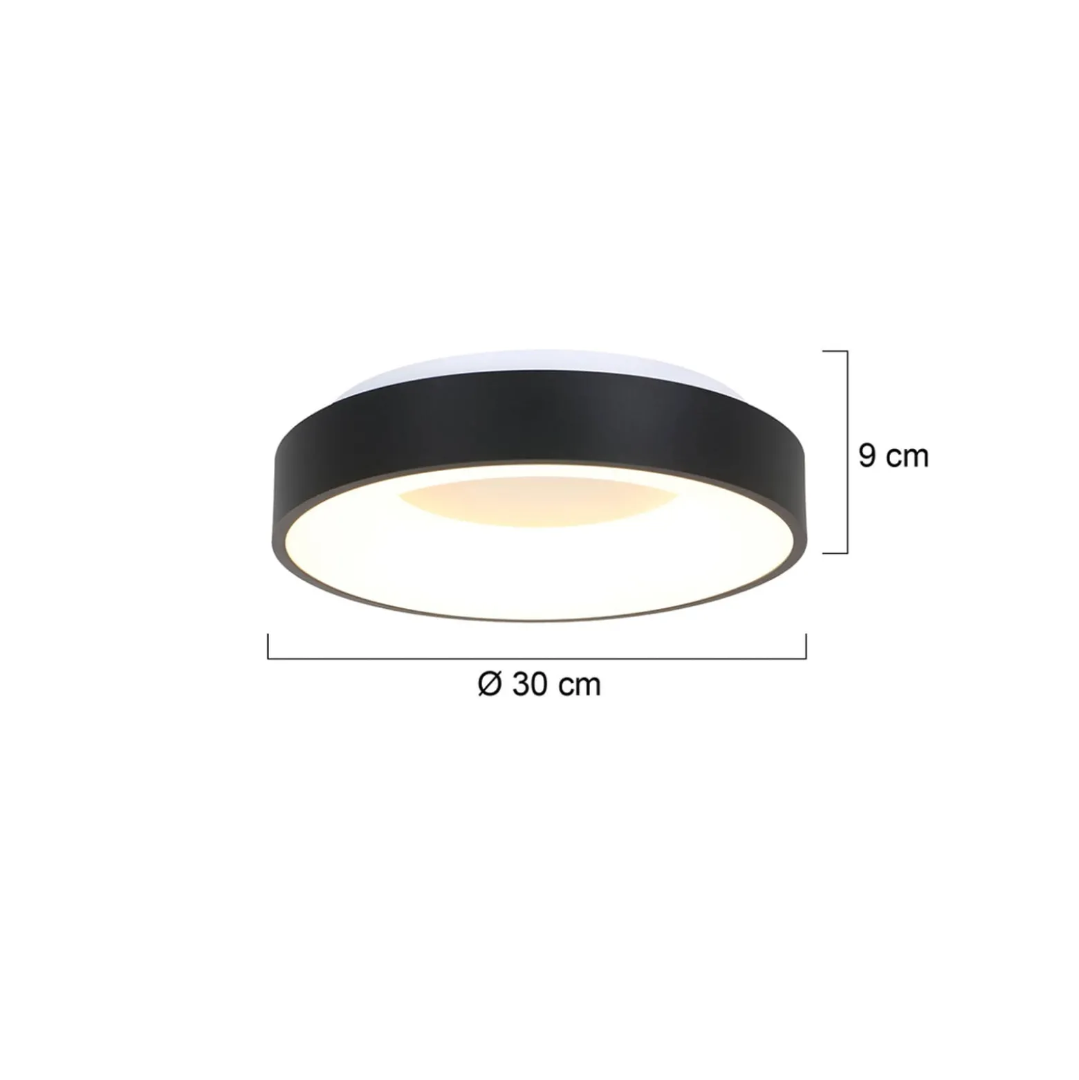 LED-Deckenlampe Ringlede, 2.700 K, Ø 30 cm, schwarz, Metall