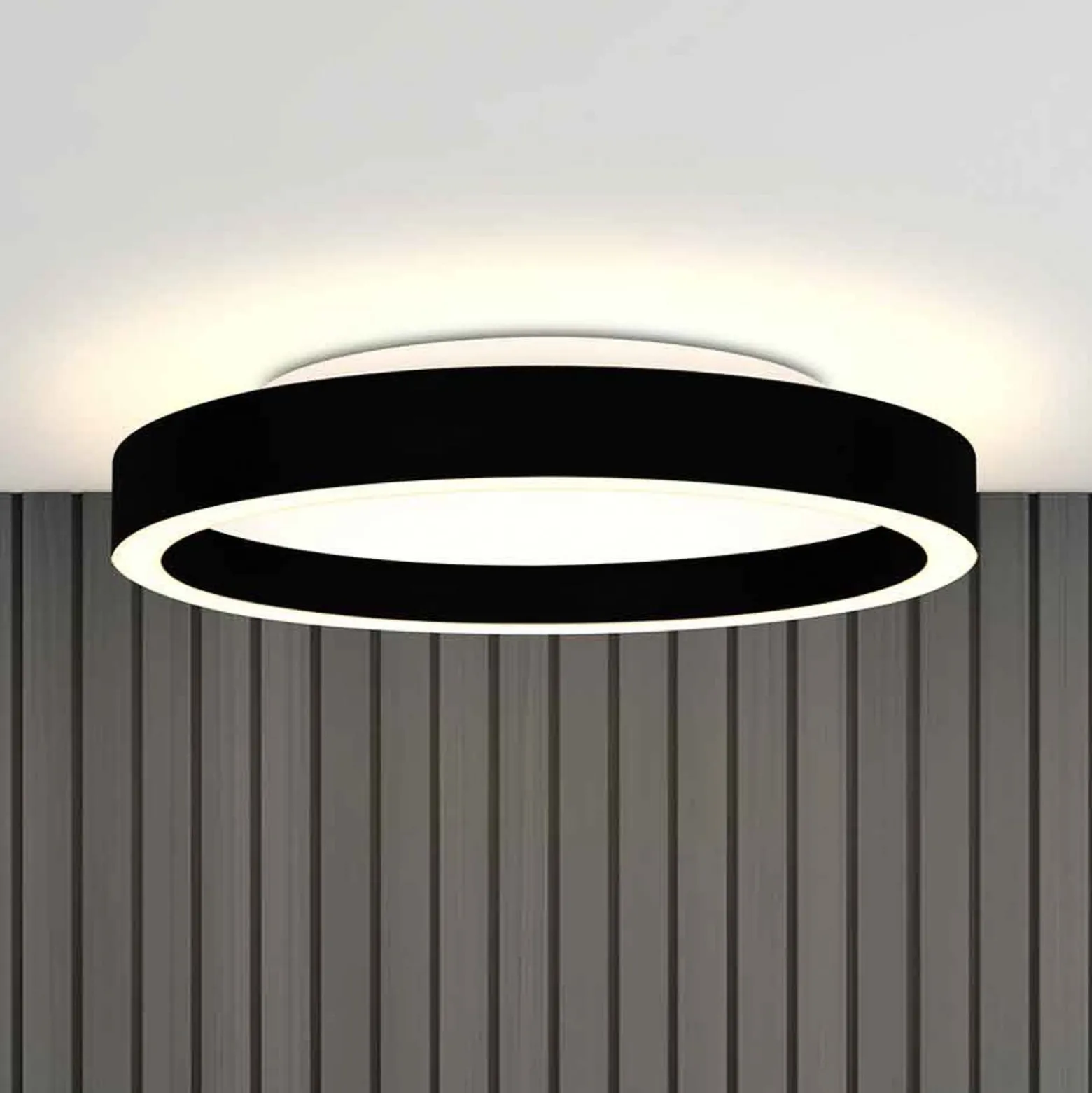 LED-Deckenlampe Ringlux, schwarz, Ø 40 cm, Metall, 2.700 K