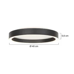 LED-Deckenlampe Ringlux, schwarz, Ø 40 cm, Metall, 2.700 K
