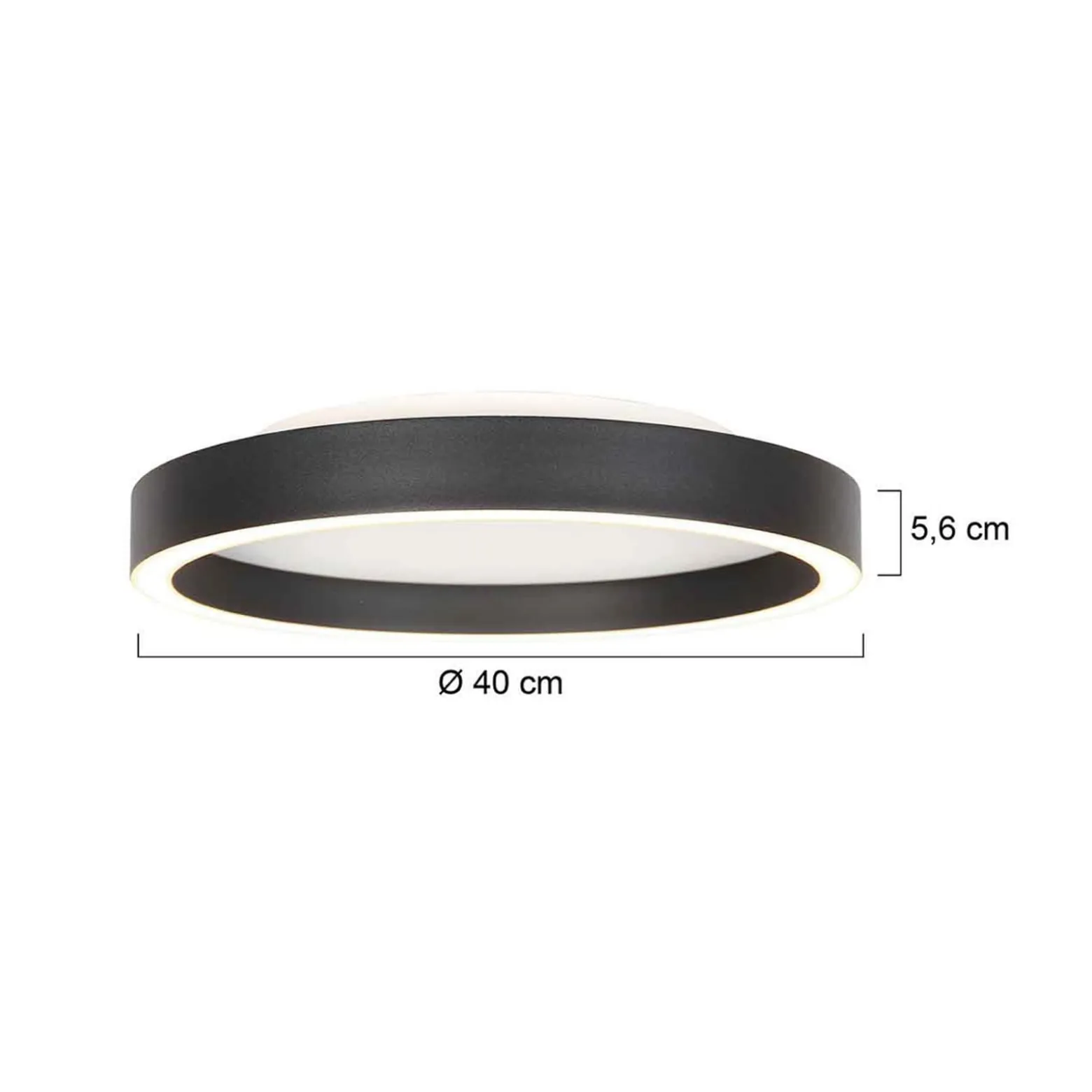 LED-Deckenlampe Ringlux, schwarz, Ø 40 cm, Metall, 2.700 K