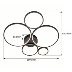 LED-Deckenlampe Rondo, schwarz matt