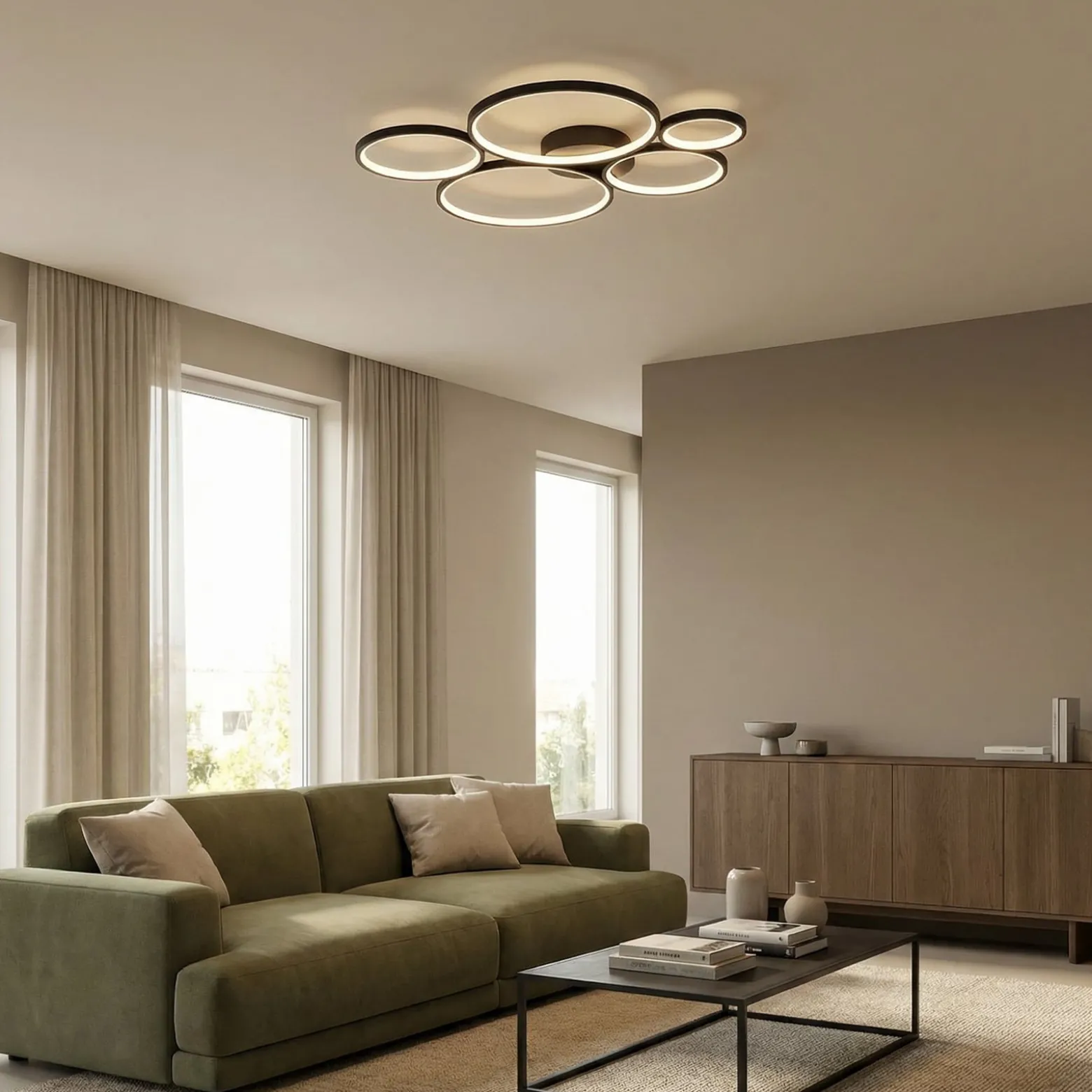 LED-Deckenlampe Rondo, schwarz matt