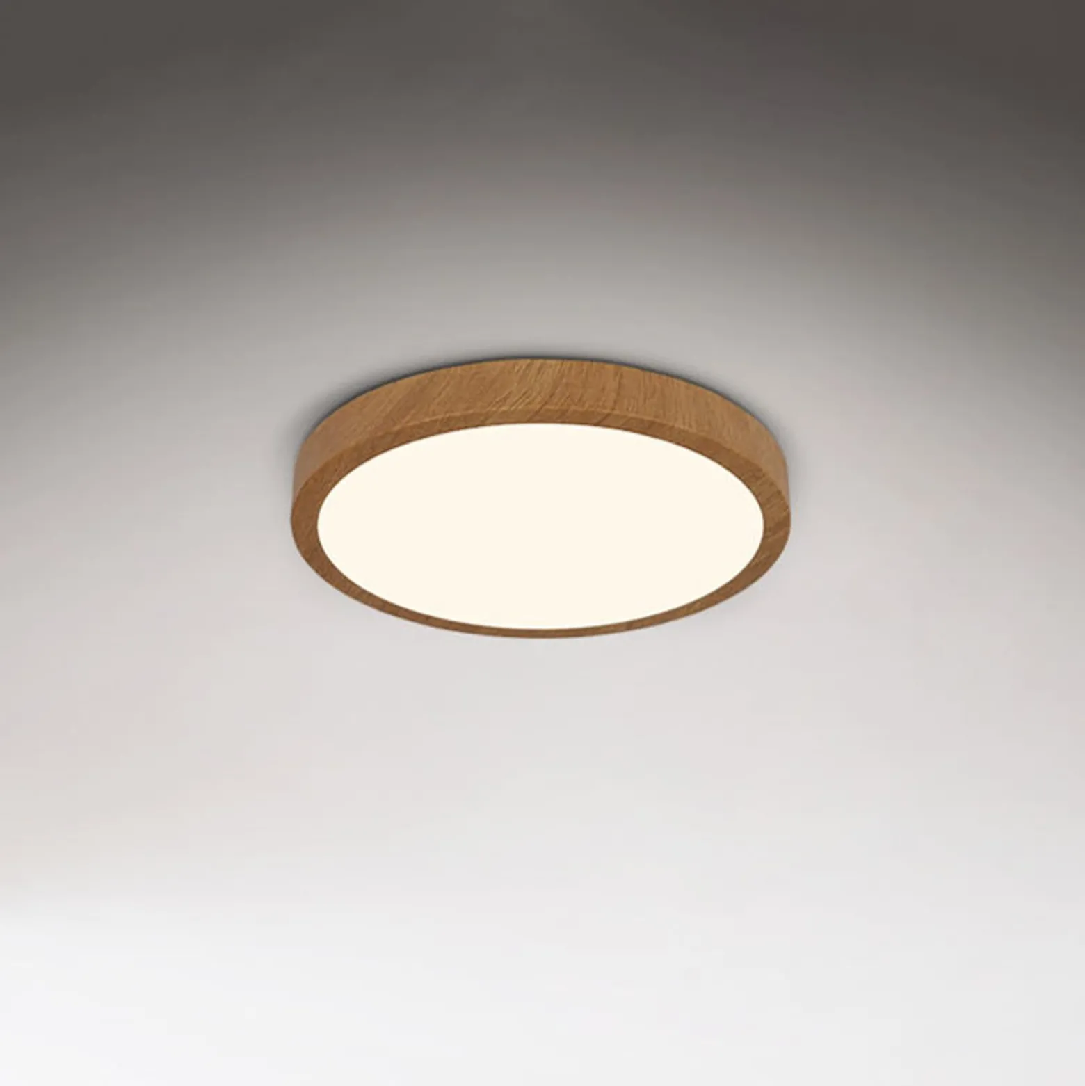 LED-Deckenlampe Runa Wood Holzoptik 3.000 K Ø38cm