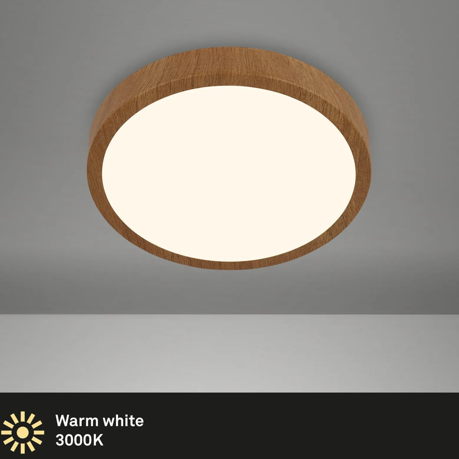 LED-Deckenlampe Runa Wood Holzoptik 3.000 K Ø38cm