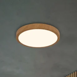 LED-Deckenlampe Runa Wood Holzoptik 3.000 K Ø38cm